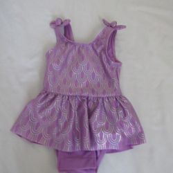 New Girls 18 Months Purple Print Mermaid Swimsuit 