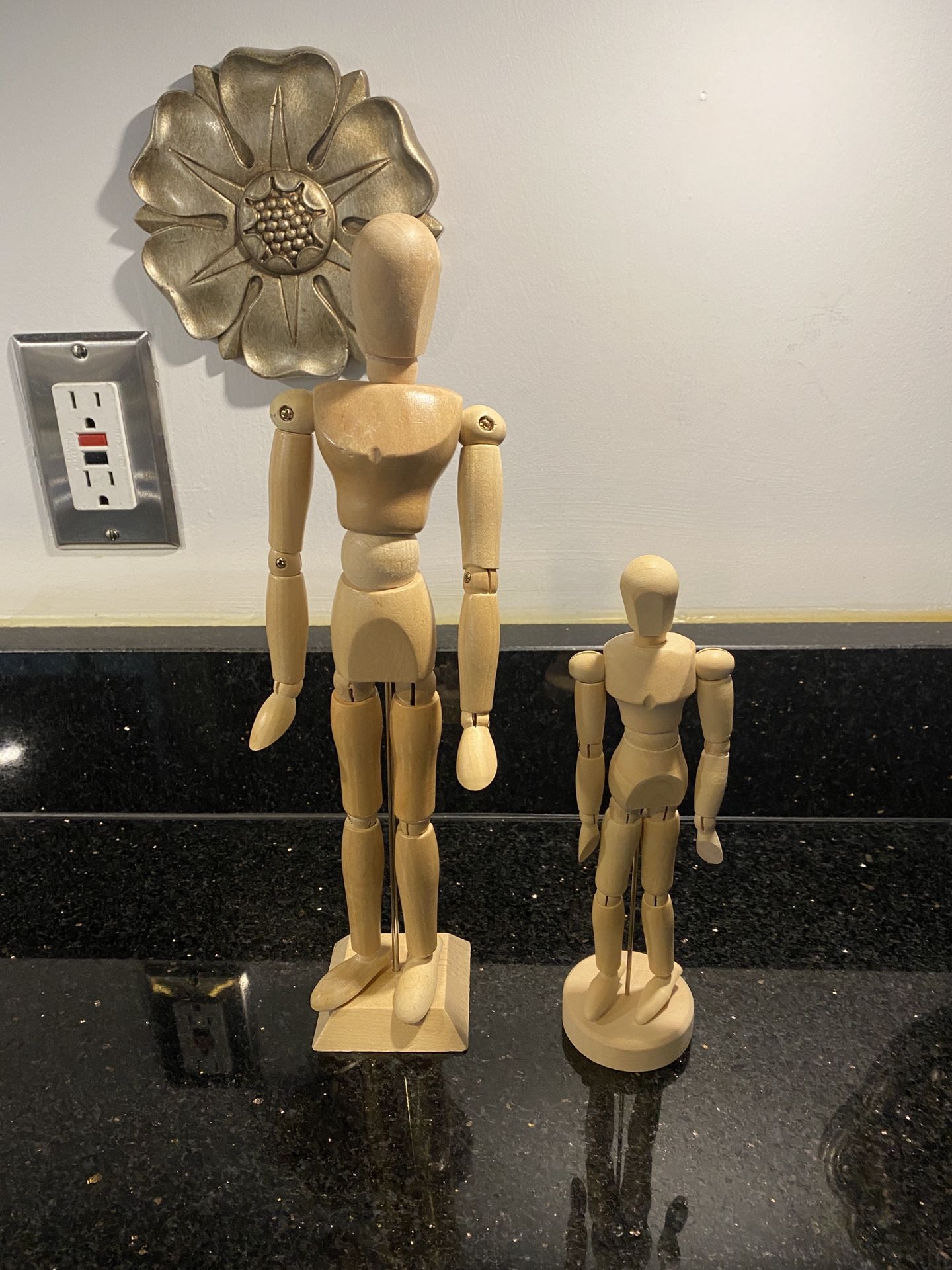 2 Wooden Mannequin Artist Human Figures 12" & 8”