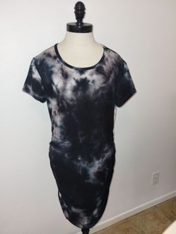 Antistar Soft Tie-Dye Midi Form Fitting Side Sinched Dress SS Women's Medium EUC