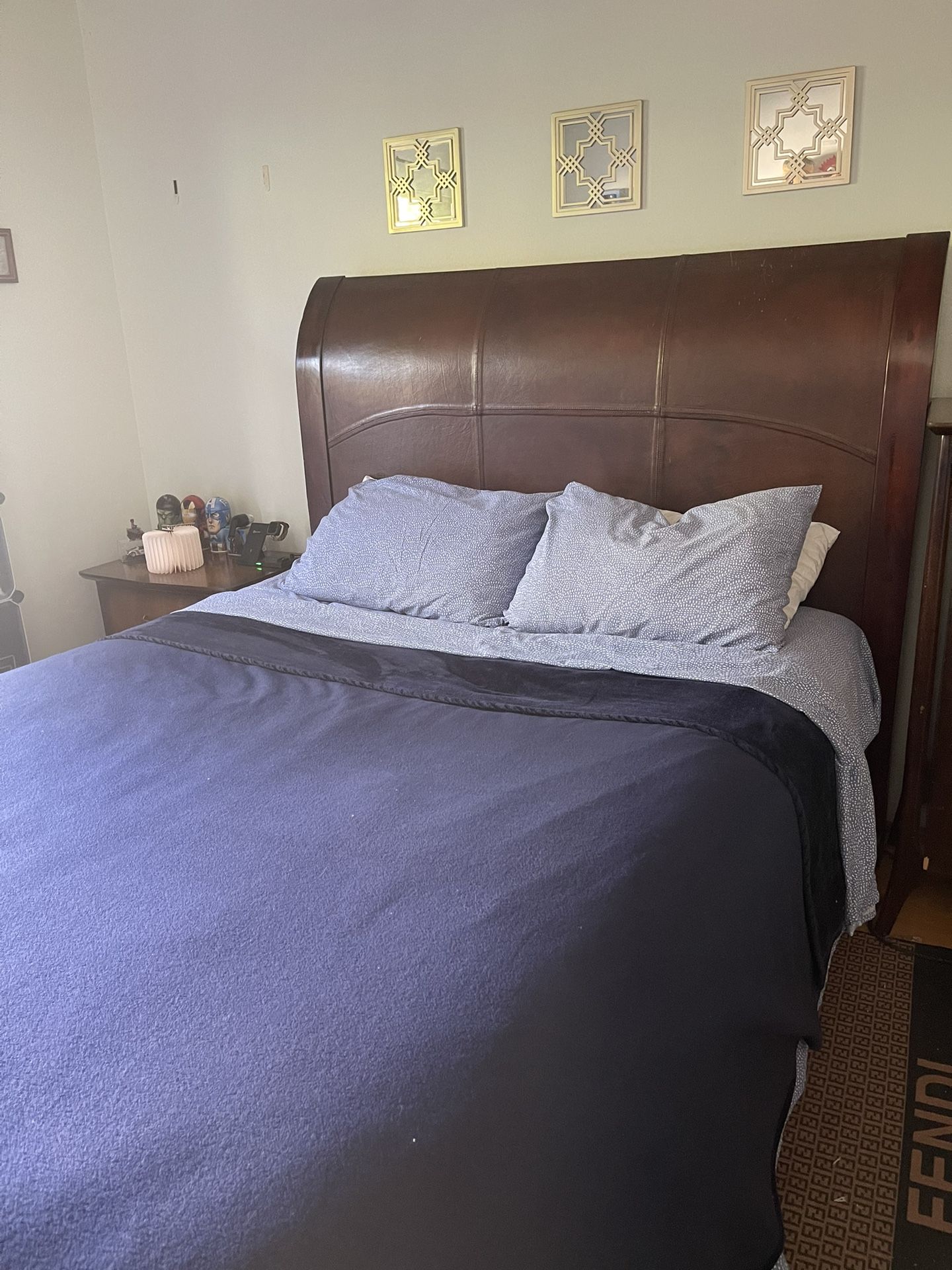 Wood and Leather Sleight Bed