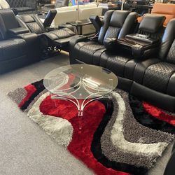 🌟🌟ELEGANT 3pcs Black Power Sofa W/ Drop Down