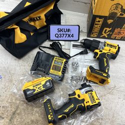 Dewalt 20V XR Hammer Drill & ATOMIC Impact Driver Kit ONE 4Ah Battery & Bag