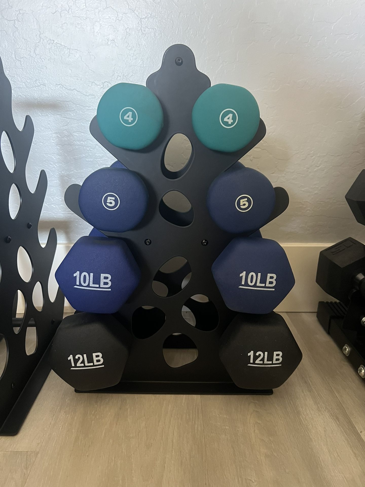 Neoprene Coated Dumbbell Set With Rack