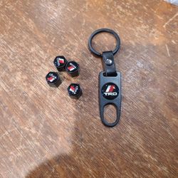 Toyota TRD Tire Valve Caps With Keychain Wrench