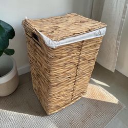 Wicker Hyacinth Woven Boho Flip Top Home Storage Hamper Laundry Clothes  Basket! 16x12x24in