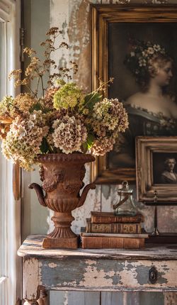 Vintage Cast Iron Garden Urn Planter Rustic Heavy Patina Antique Cherub French Gothic Jardinière Heavy Centerpiece Victorian Aged Rusty Weathered Pot