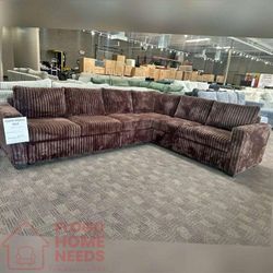 4 - Piece Brown Corduroy Sectional Sofa Set