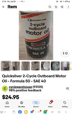 Quicksilver formula 50 SAE 40 two-cycle outboard motor oil