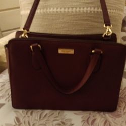 Burgundy Kate Spade Purse With Crossbody Strap