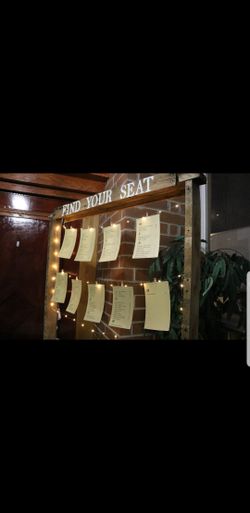 Wedding Rustic seating chart holder $50 and a wedding runner $60