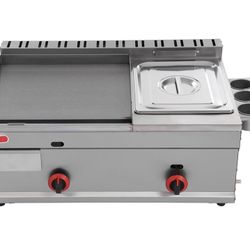 Commercial Deep Fryer, Stainless Steel Dual Tank Gas Deep Fryer with Oil Catcher&Oil Draining Basket,Large Capacity Countertop Fryer with Baskets & Li