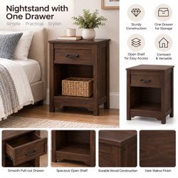 Nightstand with One Drawer – 2-Pack