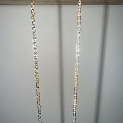 18 inch 1.5mm solid 925 silver Diamond cut Mariner  tri tone. STAMPED