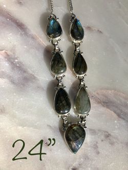 Labradorite sterling silver necklace 24”