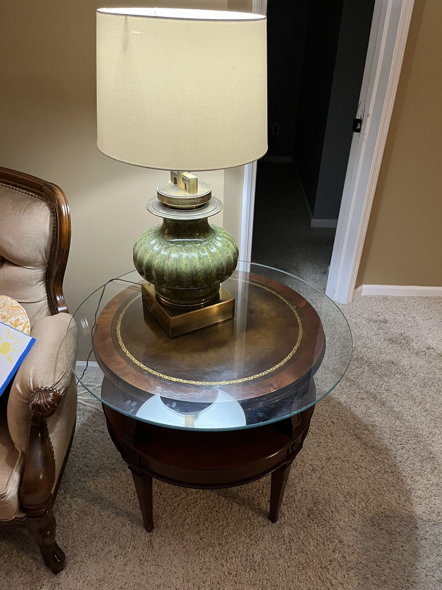 Antique side Tables. Solid Wood With Glass Top.