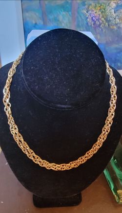 2 14k Yellow Gold 17" Textured Double Link Chains 34" 20 grams Diamond Cut