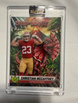 Christian McCaffrey Wild Card Dino-Might 1/1 Trading Card
