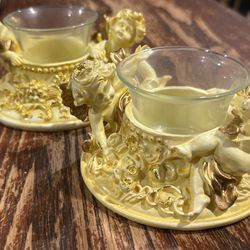 Vintage Cherub Votive Holders – Matching Pair