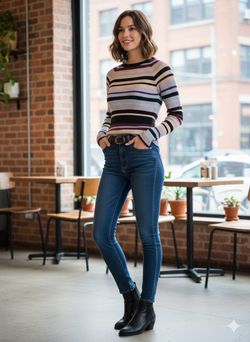 Forever 21 Contemporary Striped Raglan Sweater Size SMALL