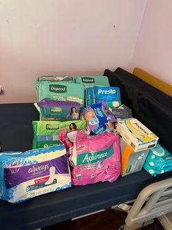Large Adult Incontinence & Caregiver Supply Lot- Depends, Briefs, Pads & Wipes
