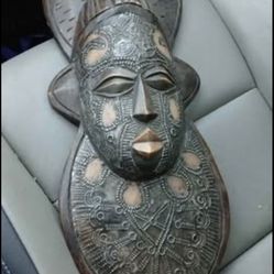 handcrafted African wooden Mask from Ghana Africa Signed