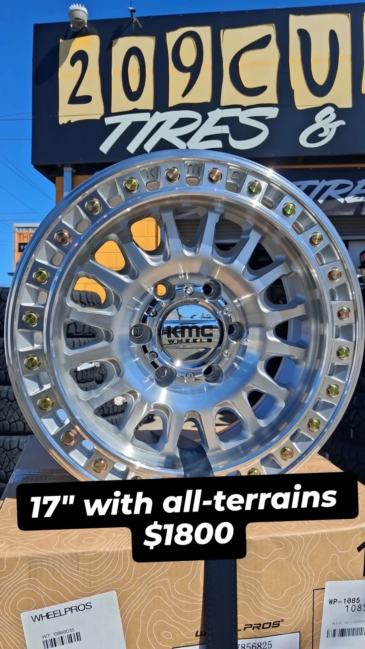 17” KMC POLISHED WHEELS 6x139.7 With All Terrain Tires $1800 Out The Door 