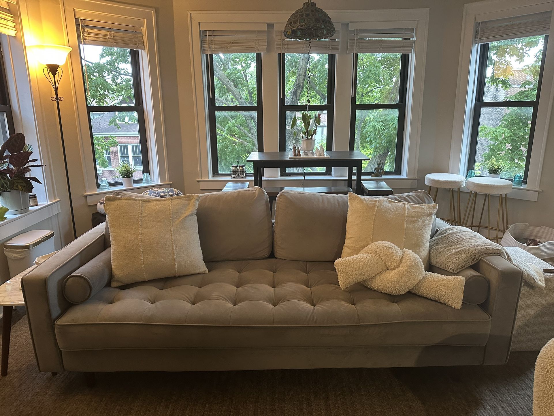 Blue/grey Microfiber Couch For sale