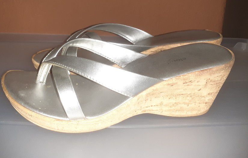 Silver Wedge Sandals 