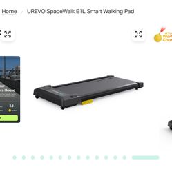 UREVO Spacewalk E1L Smart Walking Pad, Compact Under Desk Treadmill with Double Shock Absorption, Quiet Operation, Workout APP with Track Insights and