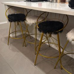 Back And Gold Barstools X2