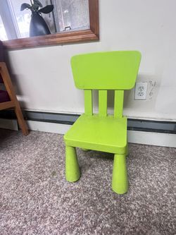 Low Bright Green Child's Chair (dirty, scuffed surface)