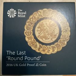 2016 UK  the last “Round Pound” GOLD proof £1 coin