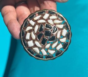 Vintage Crown Trifari Modern Mosaic Series Black and White Brooch/Pin