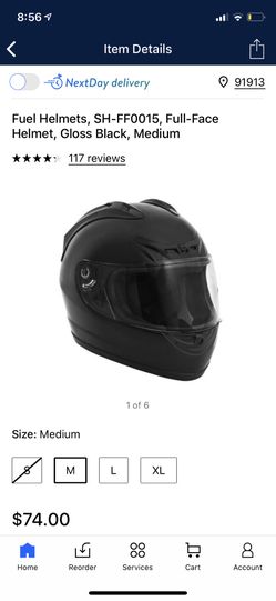 Fuel Helmets, SH-FF0015, Full-Face Helmet, Gloss Black, Medium