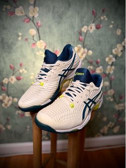Asics Solution Speed FF Shoes Mens 9.5 White Tennis Court Sneakers Pickleball