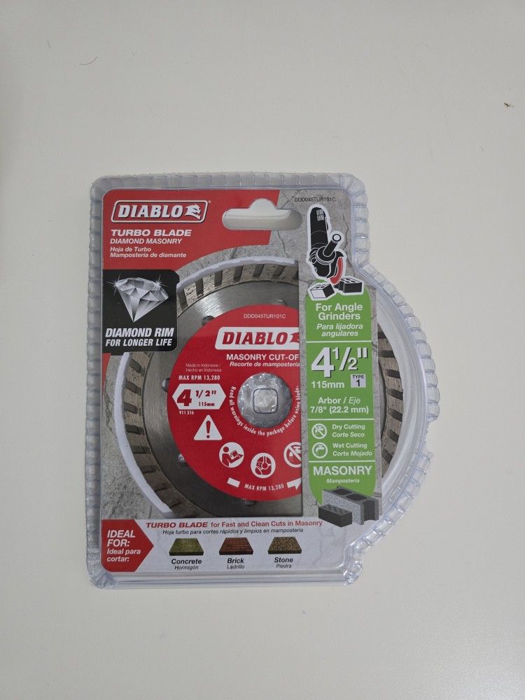 πͺ Diablo 4-1/2" Diamond Masonry Turbo Blade β $10 (Fort Lauderdale)