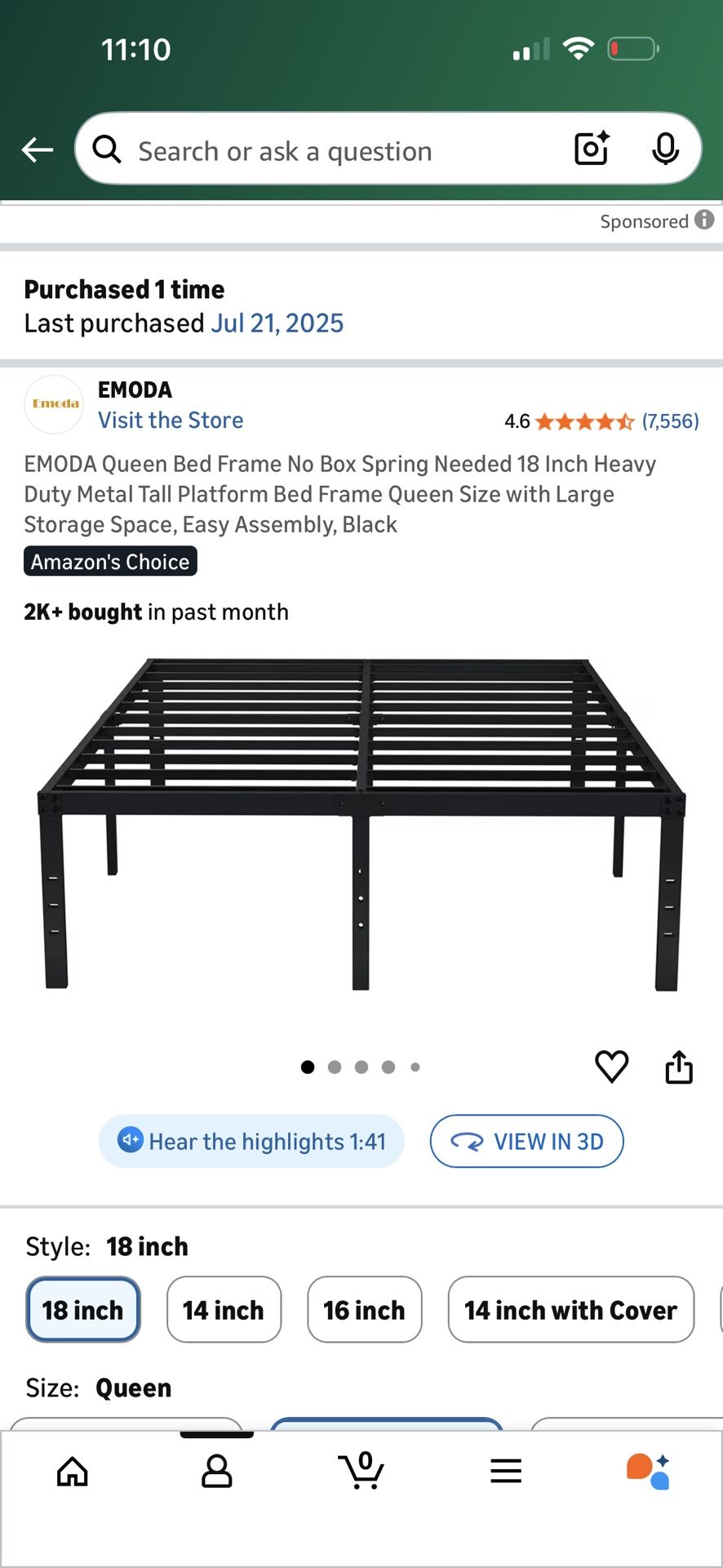18inch queen bed frame