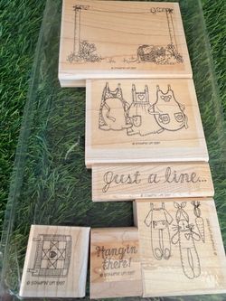 Just a line Stampin' Up! 1997 Wood Rubber Stamp Set of 6