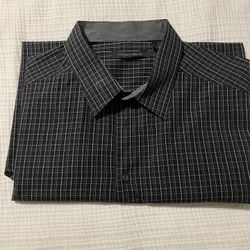 AXIST A[X]IST Shirt Men's 2XL  Black Gray Plaid Like Cotton Blend .. New