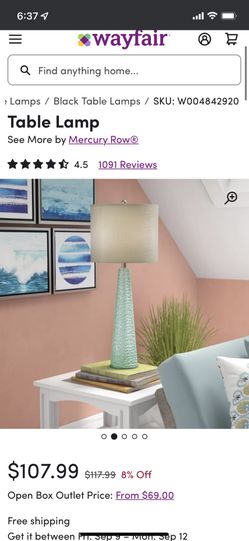 Pair Of Turquoise Glass Table Lamps