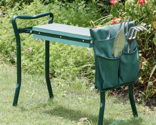 ZENY™ Folding Garden Kneeler Bench Seat w/Kneeling Pad and Tool Pouch (Green)