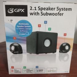 GPX 3pc Speaker System With Subwoofer Brand New