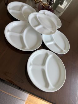 Set of 6 like new Corelle Winter Frost White divided plates corelle white 3 part dinner plates