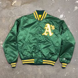 1990s Starter Oakland Athletics Satin Bomber Jacket