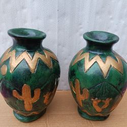 2  - POTTERY  VASES FOR FLOWERS FOR $25 BOTH