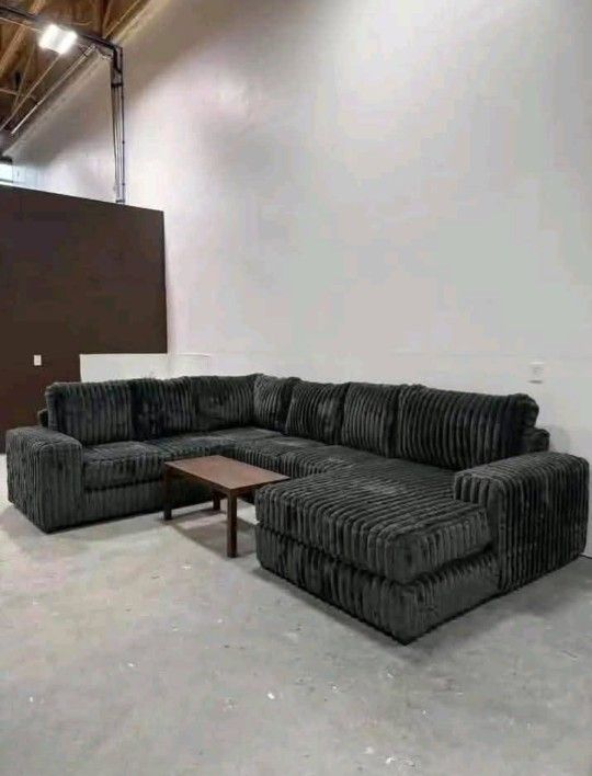CORDUROY BLACK BRAND NEW SECTIONAL POP-UP SLEEPER SAME DAY DELIVERY
