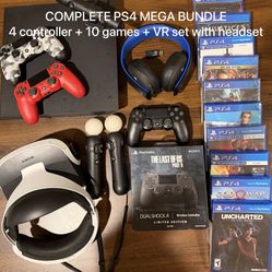 PS4 + PSVR Mega Bundle - 4 Controllers & 10 Games
