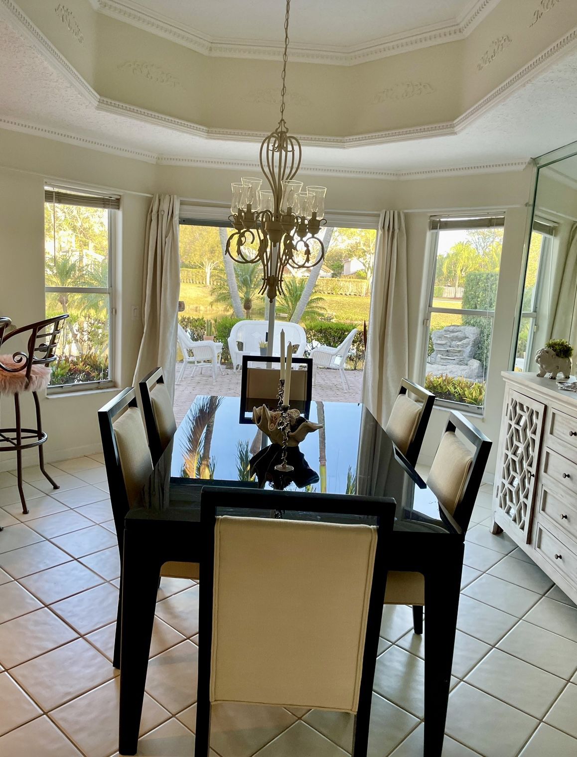 Glass Top Dining Table & 8 Chairs