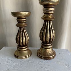 Pair Of Gold Candlesticks Or Plant Stands