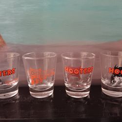 4 Hooters Shot Glasses